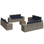 vidaXL Salon de jardin avec coussins 13 Pièces gris résine tressée