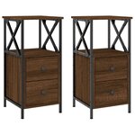 vidaXL Tables de chevet 2Pièces chêne marron 34x35 5x70cm bois ingénierie