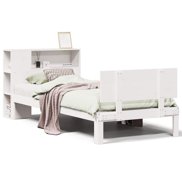 vidaXL Lit bibliothèque sans matelas blanc 75x190cm bois de pin massif