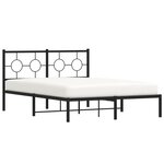 vidaXL Cadre de lit métal avec tête de lit noir 140x200 cm