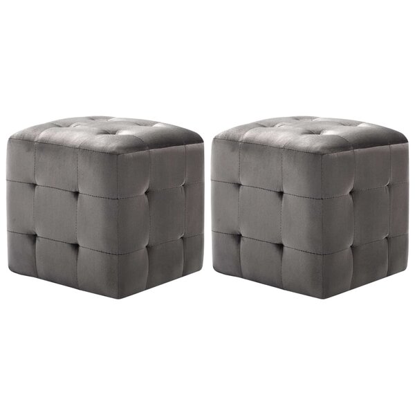 vidaXL 2 Pièces Poufs Gris 30 x 30 x 30 cm Tissu velours