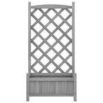 vidaXL Jardinière avec treillis gris bois massif de sapin