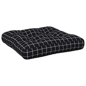 vidaXL Coussin de palette motif à carreaux noir 58x58x10 cm