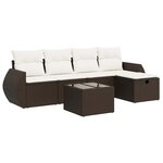 vidaXL Salon de jardin avec coussins 6 Pièces marron résine tressée