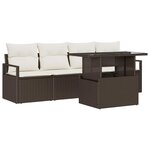 vidaXL Ensemble de canapé de jardin avec coussin 5 Pièces Marron et crème