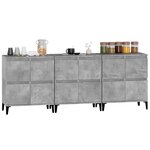 vidaXL Buffets 3 Pièces gris béton 60x35x70 cm bois d'ingénierie