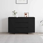 vidaXL Buffet avec tiroir Noir 120 x 41 x 75 cm Bois d'ingénierie