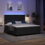 vidaXL Lit à ressort LED avec matelas Noir 180 x 200 cm tissu
