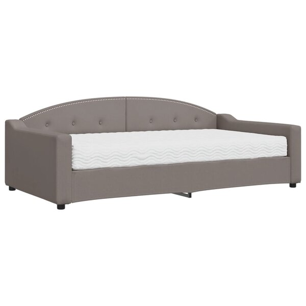 vidaXL Lit de jour avec matelas taupe 100x200 cm tissu