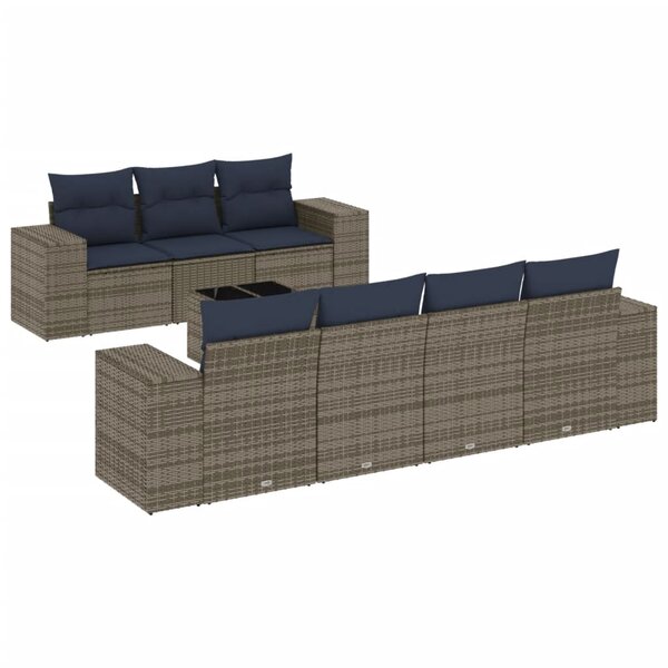 vidaXL Salon de jardin 8 Pièces avec coussins gris résine tressée
