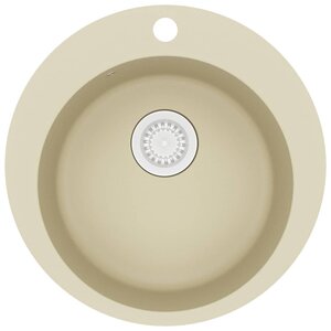 vidaXL Évier de cuisine Granit Seul lavabo Rond Beige