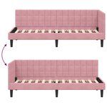 vidaXL Cadre de lit d'angle avec tête de lit Rose 80 x 200 cm Velours