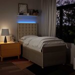 vidaXL Sommier à lattes de lit avec matelas Crème 90x200 cm Tissu