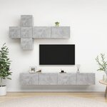 vidaXL Ensemble de meuble TV 7 Pièces Gris béton Bois d'ingénierie