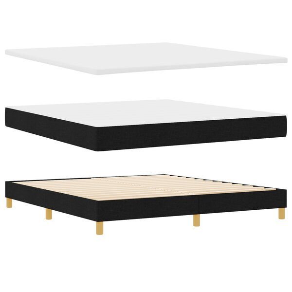 Lit à ressort vidaXL avec matelas Noir 180x200 cm Tissu