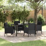 vidaXL Ensemble de salle à manger pour jardin 5 Pièces Noir Poly rotin