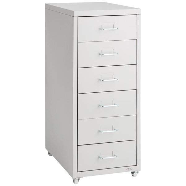 Caisson de bureau 69 cm meuble en métal 6 tiroirs gris clair 08_0000394