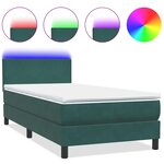 vidaXL Sommier à lattes de lit et matelas et LED vert foncé 80x220 cm velours