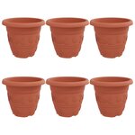 vidaXL Pot à fleurs rond 6 Pièces Rouge brique Ø 39 x 32 cm Plastique