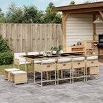 vidaXL Ensemble à manger de jardin et coussins 13 Pièces beige