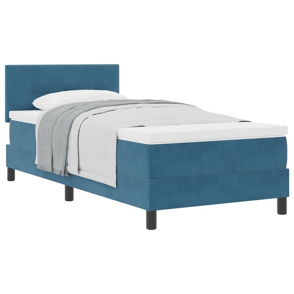 lit à ressorts vidaXL avec matelas bleu foncé 90x200 cm en velours