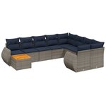 vidaXL Salon de jardin 10 Pièces avec coussins gris résine tressée