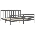 vidaXL Cadre de lit avec tête de lit gris 200x200 cm bois massif