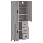 vidaXL Buffet haut Sonoma gris 69 5x34x180 cm Bois d'ingénierie