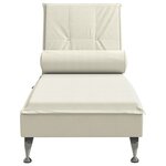 vidaXL Chaise longue de massage avec traversin crème velours