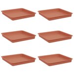 vidaXL Plateau carré à fleurs 6 pc Rouge brique 18 x 18 x 2 cm