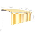 vidaXL Auvent automatique capteur de vent et LED 3x2 5m Jaune et blanc