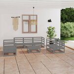 vidaXL Salon de jardin 8 Pièces gris bois de pin massif