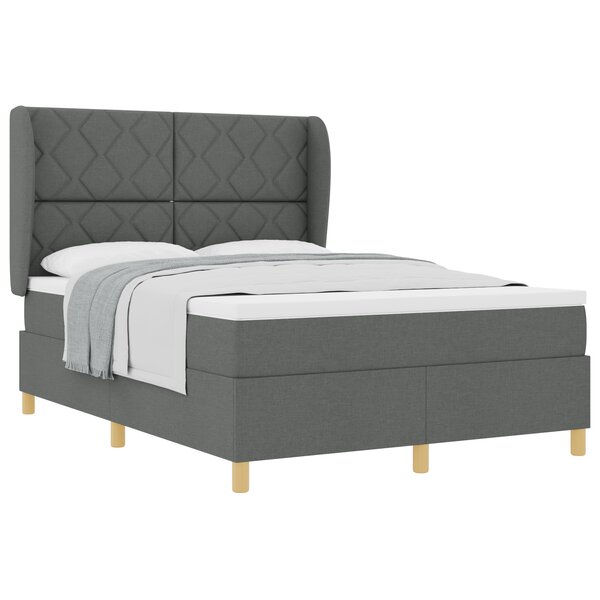 Lit Box Spring avec Matelas Gris Foncé 160x200 cm Tissu