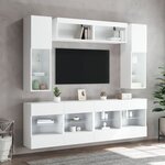 vidaXL Ensemble de meubles TV muraux 6 Pièces avec lumières LED blanc