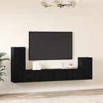 vidaXL Meuble TV mural avec étagère 4 Pièces Chêne Noir Bois d'ingénierie