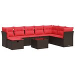 vidaXL Salon de jardin avec coussins 9 Pièces marron résine tressée