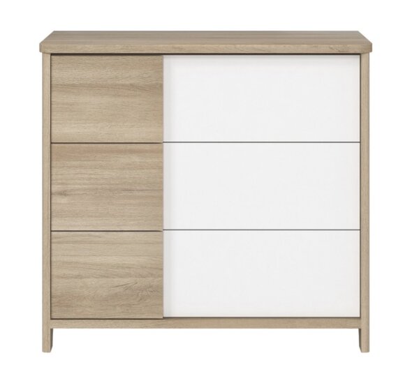 SACHA Commode 3 tiroirs 98x90x51cm finition chêne du bocage