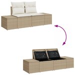 vidaXL Ensemble de canapé de jardin 7 pièces avec coussins Beige Poly Rotin