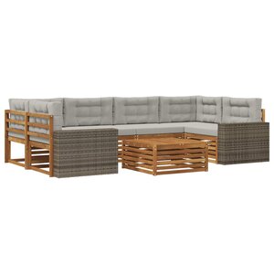 vidaXL Ensemble de canapés d'extérieur 7 Pièces Naturel et gris clair