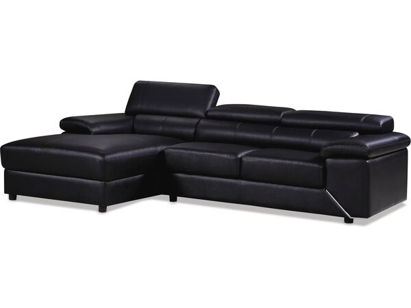 Canapé d'angle en cuir reconstitué et PVC  "London" - 4 places - Noir - Angle gauche