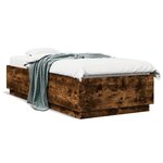 vidaXL Cadre de lit avec lumières LED chêne fumé 90x200 cm