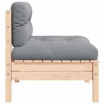 vidaXL Canapé central de jardin avec coussins gris Bois de pin massif