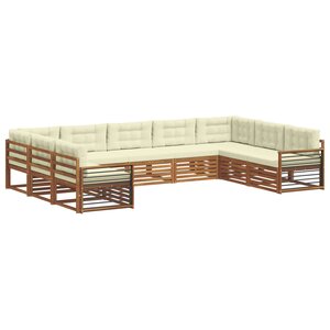 vidaXL Ensemble de canapés d'extérieur 9 Pièces Naturel et Crème