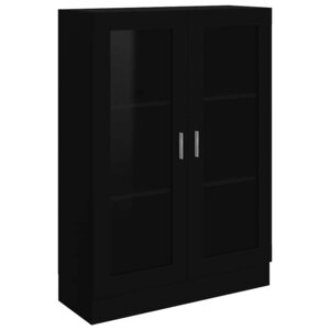 vidaXL Armoire à vitrine Noir 82 5x30 5x115 cm Bois d'ingénierie