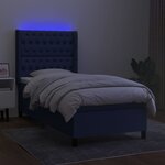 vidaXL Sommier à lattes de lit matelas et LED Bleu 100x200 cm Tissu