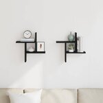 vidaXL Étagères murales 2 Pièces noir 38x12x38 cm bois d'ingénierie