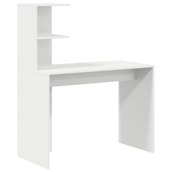 vidaXL Bureau d'écriture Blanc MDF Compact Étagères Décoratives