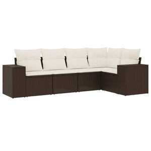vidaXL Salon de jardin avec coussins 5 Pièces marron résine tressée