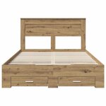 vidaXL Cadre de lit avec tiroir avec tête de lit Bois d'ingénierie