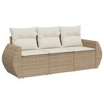 vidaXL Salon de jardin avec coussins 3 Pièces beige résine tressée